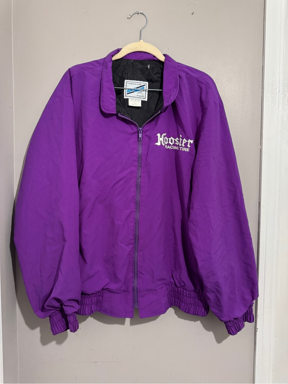 Vintage Hoosier Racing Tire Purple Zip-Front Jacket